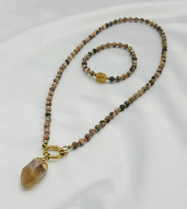 Zestaw z cytrynem i rodochrozytem