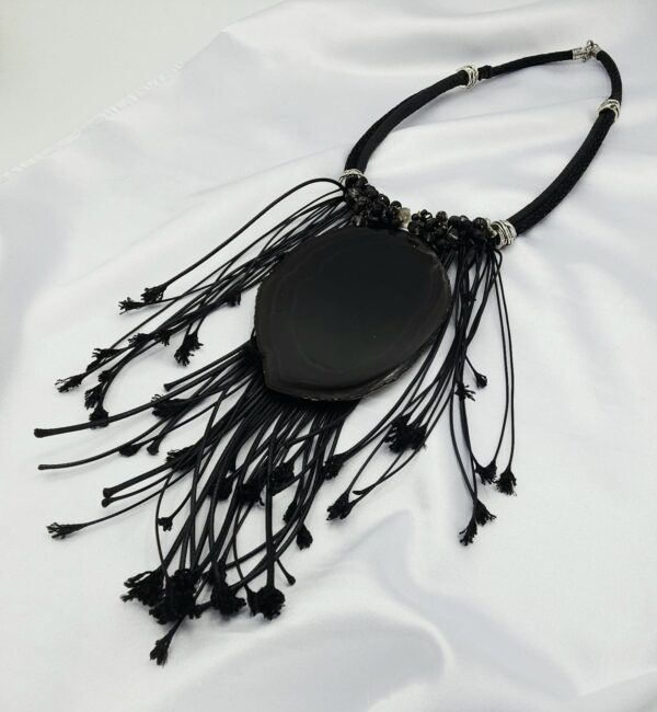 Naszyjnik z czarnym agatem i turmalinem