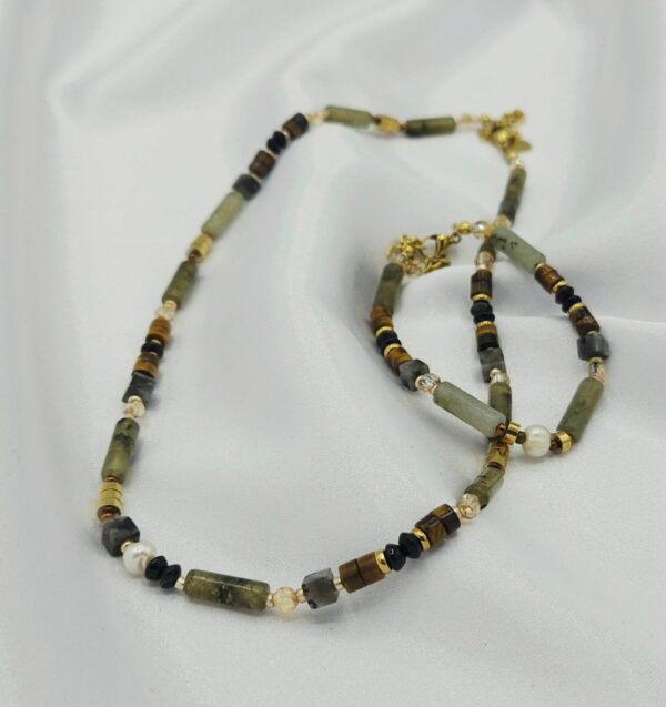 Zestaw z labradorytem i tygrysim okiem