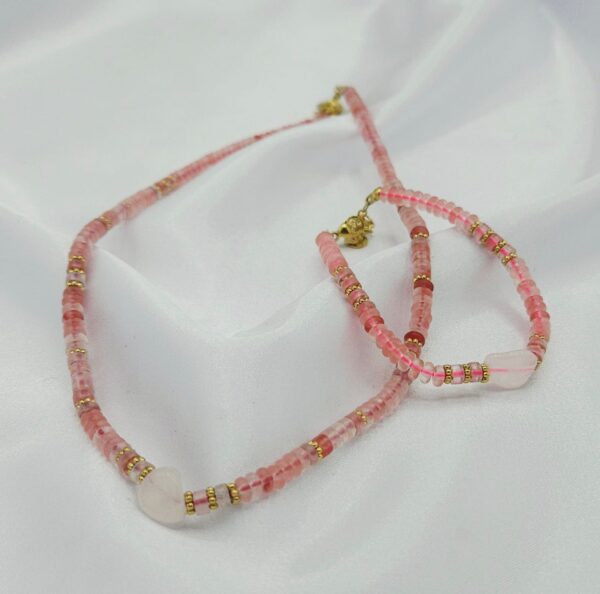 Zestaw z kwarcem różowym i arbuziowym