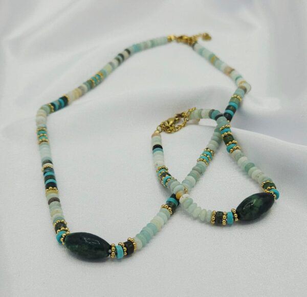 Zestaw z chryzokolą, amazonitem i turkusem