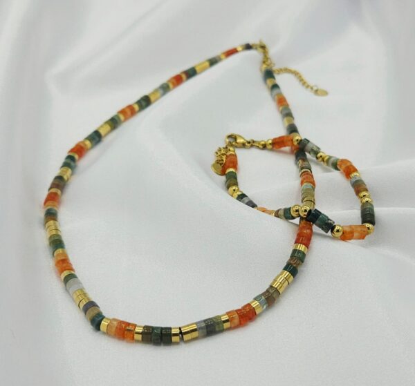 Zestaw z agatem mszystym i karneolowym